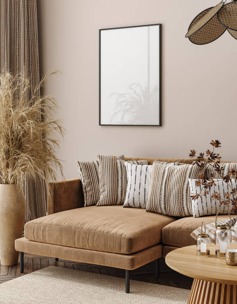 istock Frame mockup in living room interior background 1434180321