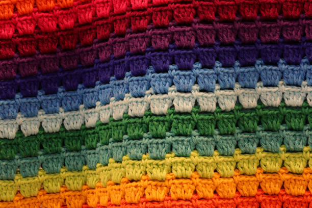 background of handmade fabric with the colors of the rainbow