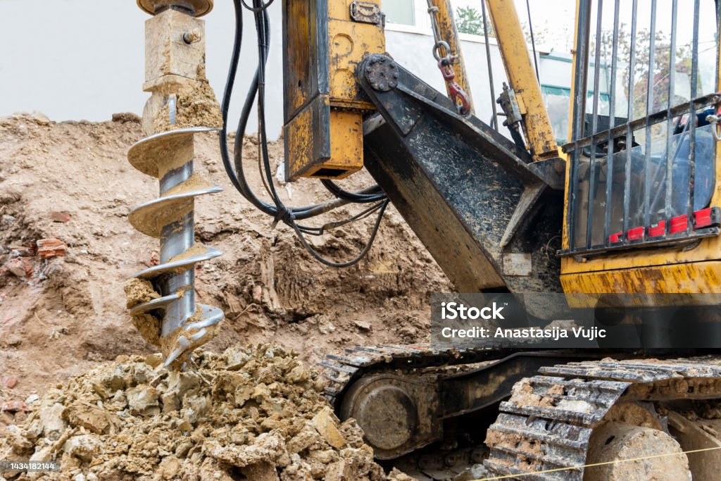 Drilling Rig On A Construction Sitepile Foundations Stock Photo ...