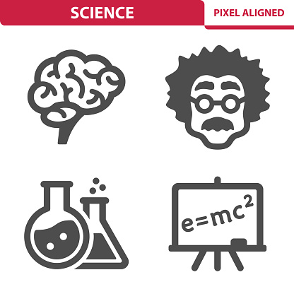 Science Icons. Knowledge, Research Vector Icon Set. Professional, pixel perfect icons, EPS 10 format.