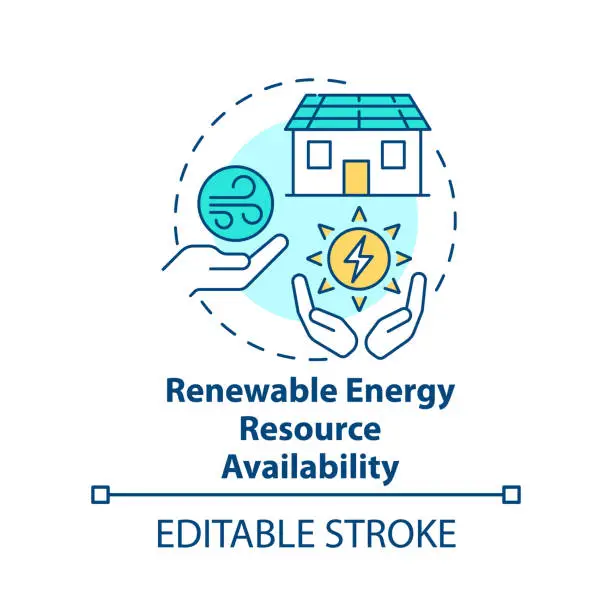 Vector illustration of Renewable energy resource availability concept icon