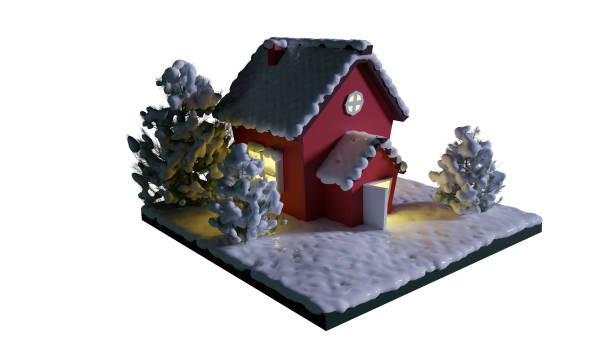 istock A 3D rendered image of a snowy house 1434187771