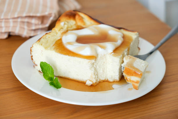 Curd cheese, cottage cheese casserole with greek yogurt and maple syrup, healthy breakfast food