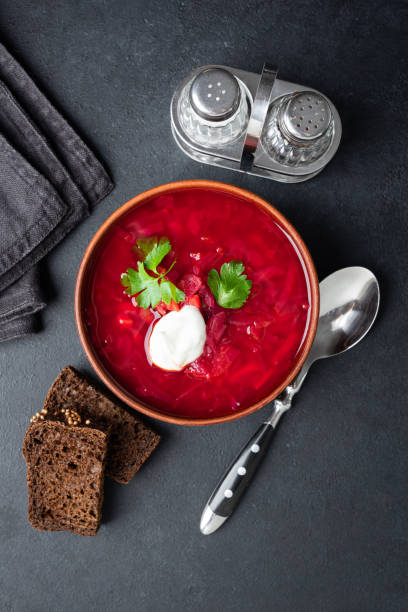 istock Vegetarian beetroot soup Borscht in a bowl 1434189716
