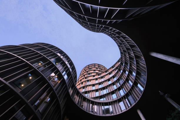 Axel Towers round shaped Modern Office Building  in Copenhagen Copenhagen, Denmark - Sept 2022: Axel Towers comprising five round towers Modern Office Buildings Glass And Copper in Copenhagen opposite of Tivoli Gardens designed by Lundgaard & Tranberg Arkitekter zealand denmark stock pictures, royalty-free photos & images