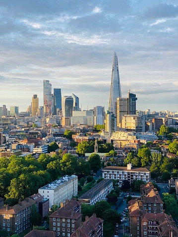 London Skyline into the City of London from a 23rd floor apartment