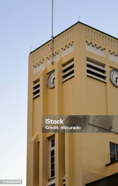 Saint Marys College Art Deco Tower At Dusk Port Of Spain Trinidad And Tobago Stock Photo - Download Image Now