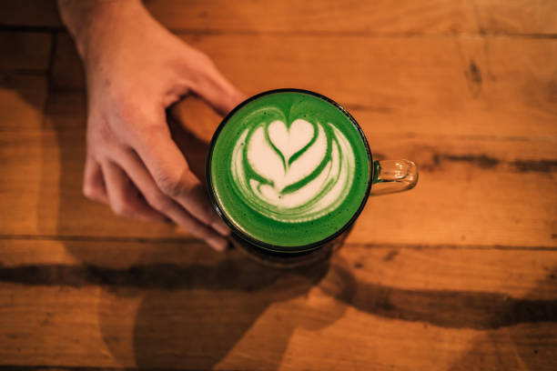 istock Matcha latte green milk foam cup 1434206070