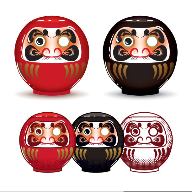 Set of traditional Japanese Daruma dolls Set of traditional Japanese Daruma dolls. Vector illustration daruma stock illustrations