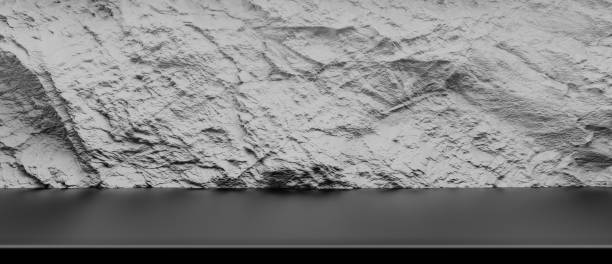 istock Embossed wavy wall, for product display or product placement. 3d rendering of relief background. 1434208461