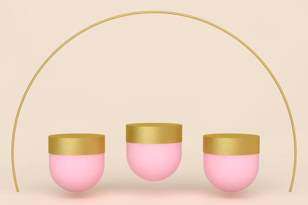 istock Pink podium and minimal white abstract background, 3d rendering geometric shape, Stage for awards on website in modern. 1434210742