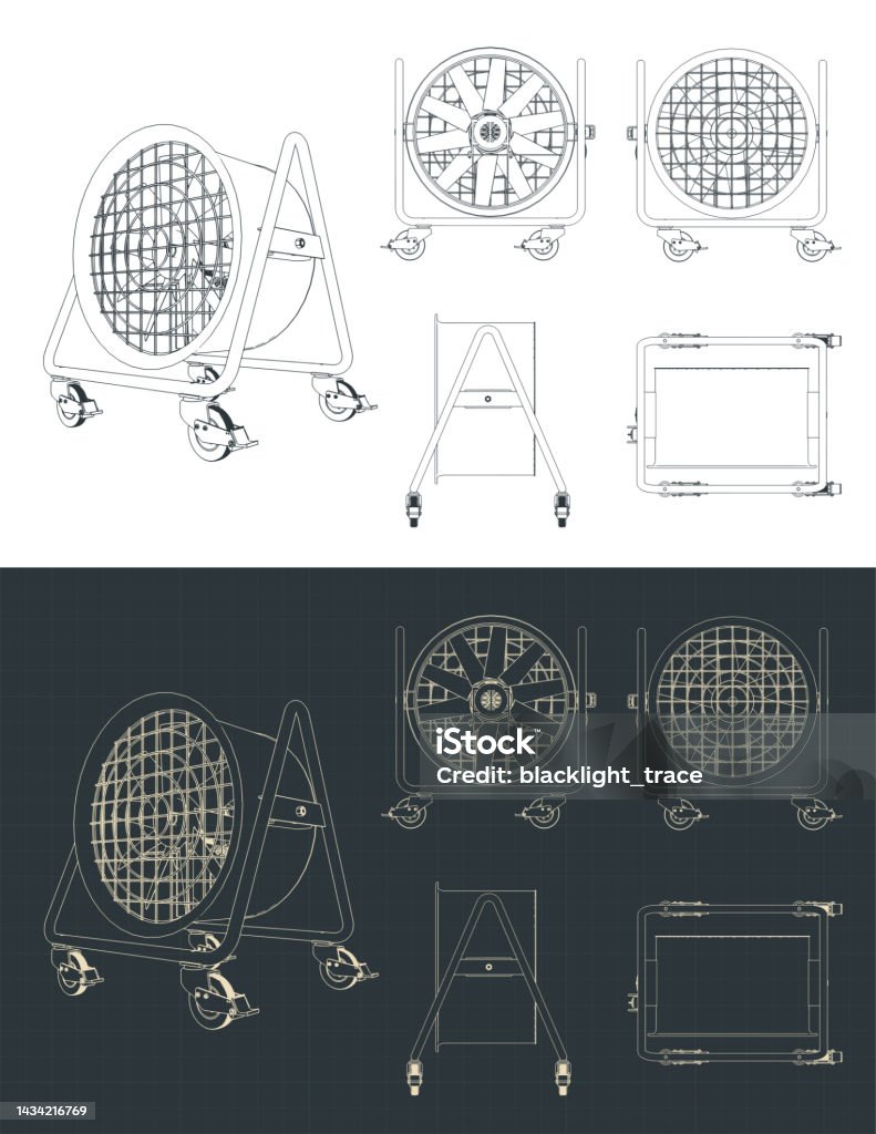 Mini Fan Blueprint Industrial Fan Blueprints Stock Illustration - Download Image Now - Air ...