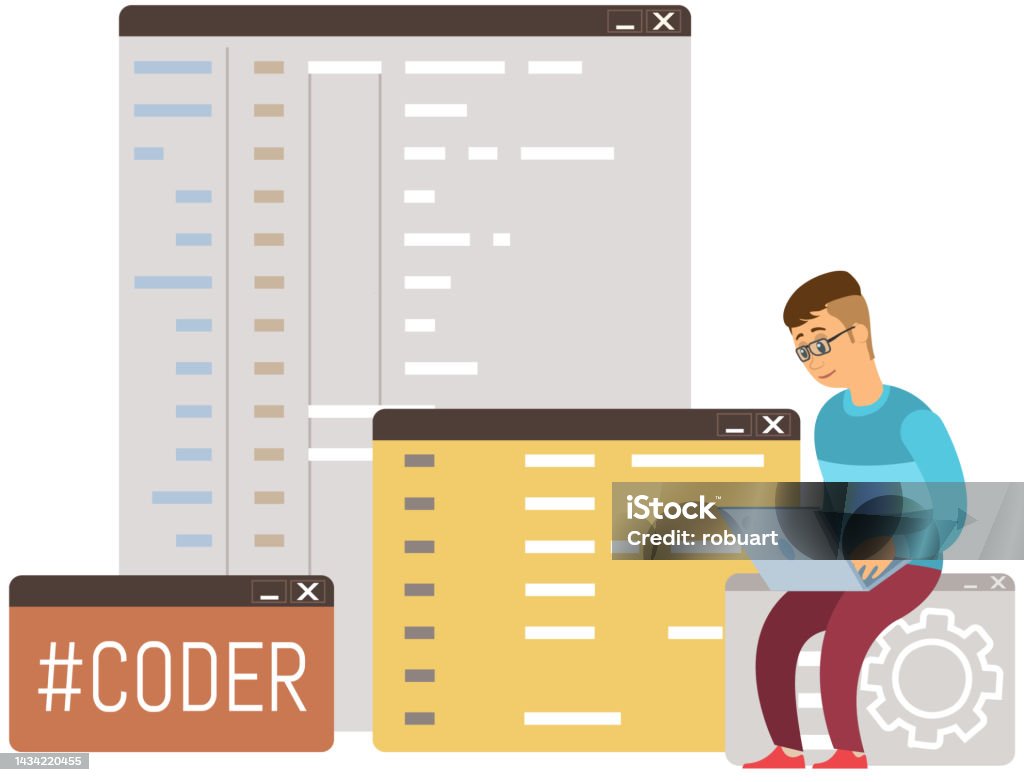 Programmer Engineering And Coding Set Of Programmers Working On Web ...