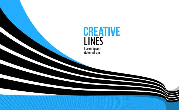 Vector illustration of Creative lines vector abstract background, 3D perspective linear graphic design composition, stripes in dimensional rotation poster or banner.