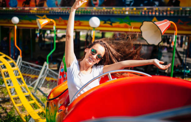 Woman Feeling Alive At Amusement Park