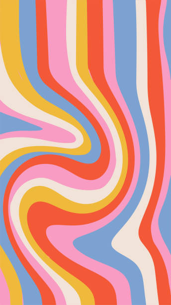 ilustrações de stock, clip art, desenhos animados e ícones de abstract distorted aesthetic vertical background with striped waves. trendy vector illustration in style retro 60s, 70s. - lava lamp