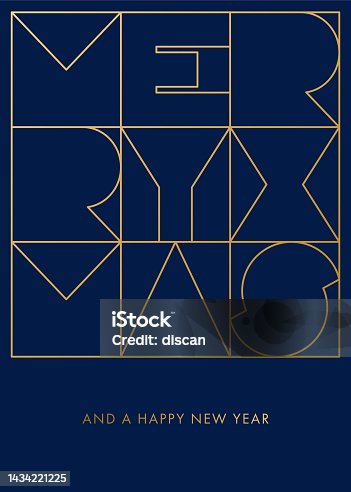 istock Christmas Geometric Card with Typography Greetings. 1434221225