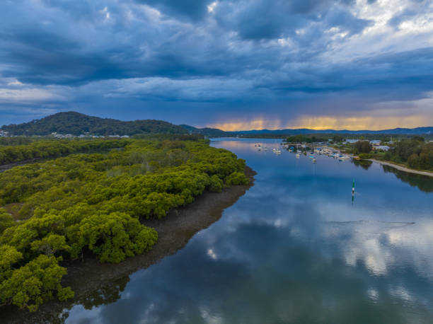 istock Early morning storm light and reflections at the waterfront 1434221391