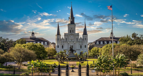 Jackson Square New Orleans At. Louis Cathedral
General Andrew Jackson Statue
CLARK MILLS, SCULPTOR January 8, 1853 new orleans stock pictures, royalty-free photos & images