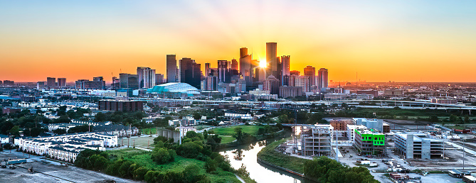 Houston Texas colorful sunset sky