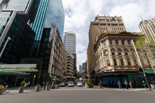 Auckland, New Zealand - October 5, 2022: Building view along Shortland Street.