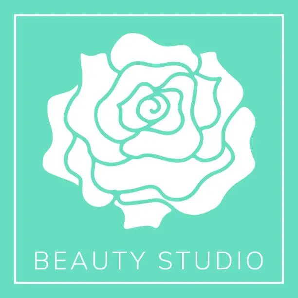 Vector illustration of Beautiful contour logo with rose flower for boutique or beauty salon.