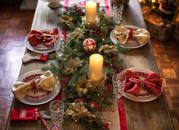 Elegant Christmas Dining Table stock photo