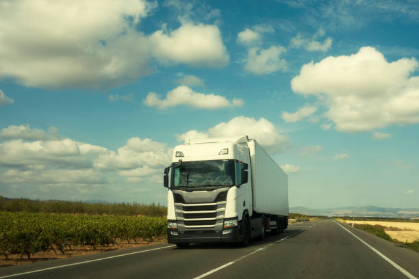 istock Freight truck on the road 1434237055