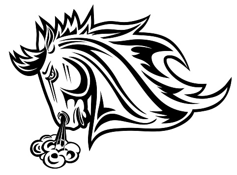 A simple mascot head design featuring a horse.