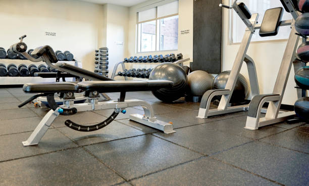 istock Fitness Room with workout equipment 1434244482