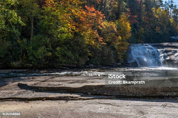 Beautiful Fall Foliage Around Triple Falls In Dupont State Recreational Forest Near Asheville North Carolina Usa Stock Photo - Download Image Now