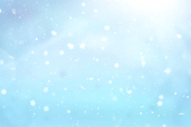 Blury christmas horizontal background with snow and light bokehs. Winter Background