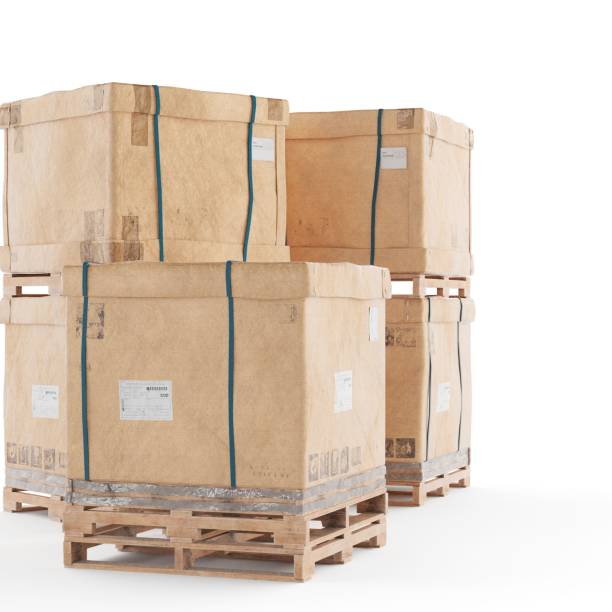 istock Visual representation of packing boxes stacked on wooden pallets. 1434257423