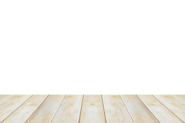 istock Empty wooden table top isolated on white background for product display montage 1434262958