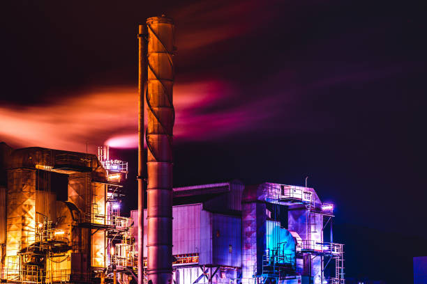 Gas turbine electrical power plant. Energy for support factory in industrial estate. Natural gas tank. Small gas power plant. Power plant using natural gas for fuel. Green energy. Generate electricity