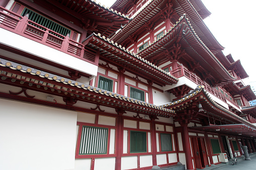 The Buddha Tooth Relic Temple on South Bridge Road in the Chinatown district of Singapore.