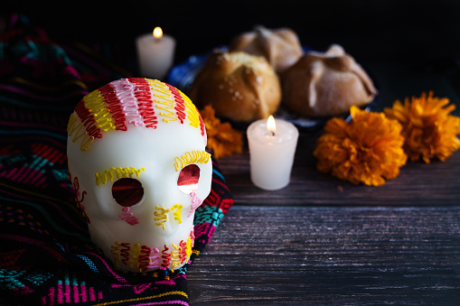 Mexican Sugar skull traditional for day of the dead in Mexico