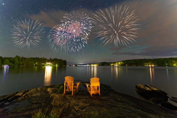 istock Canada Day fireworks over two Adirondack chairs  in Muskoka 1434277683