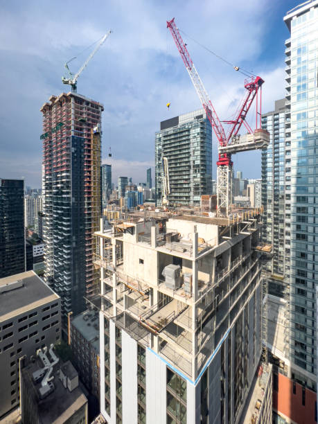 Toronto Skylineand and Construction industry, Ontario, Canada stock photo
