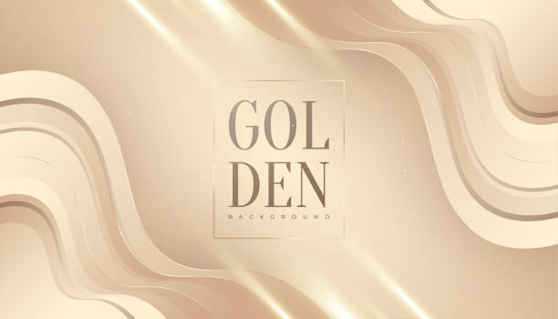 istock Luxury Golden Background with Glitter and Light Effect. Elegant Cream Background with Wavy Lines and Paper Cut Style 1434282310