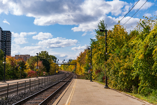 Passenger Train Platform - Long Branch Station in the Autumn Season