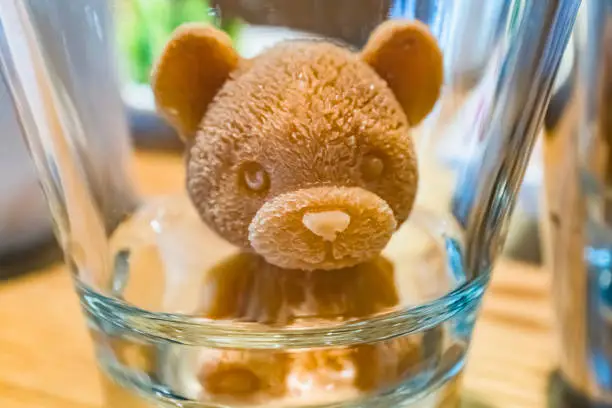 Photo of Bear shaped ice cubes in a drink glass