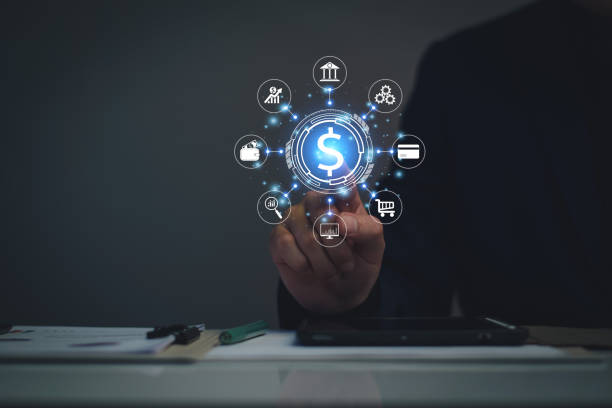 Businessman use digital money for business investment, online digital investment, planning trading and long-term investments, financial planning to increase profits, saving money. with copy space. los empresarios utilizan el dinero digital para la inversión empresarial, la inversión digital en línea, la planificación del comercio y las inversiones a largo plazo, la planificación financiera para aumentar las ganancias, el ahorro de dinero. con e