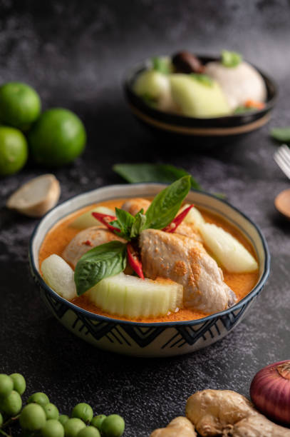 istock Chicken curry with winter melon, with mushroom, garlic, chilli and basil. 1434298079