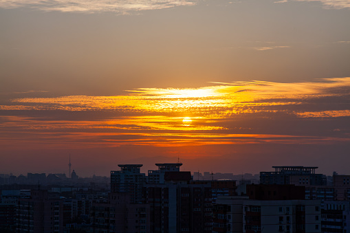 beijing city sunset