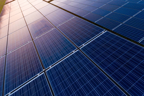 istock Solar Farm with sunset on the background 1434304055