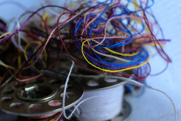 Hobbies. Sewing supplies with fabric and thread