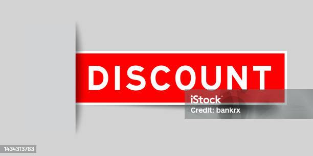 Discounter Channel Word Inserted Red Color Label Sticker With Word Discount On Gray Background ...