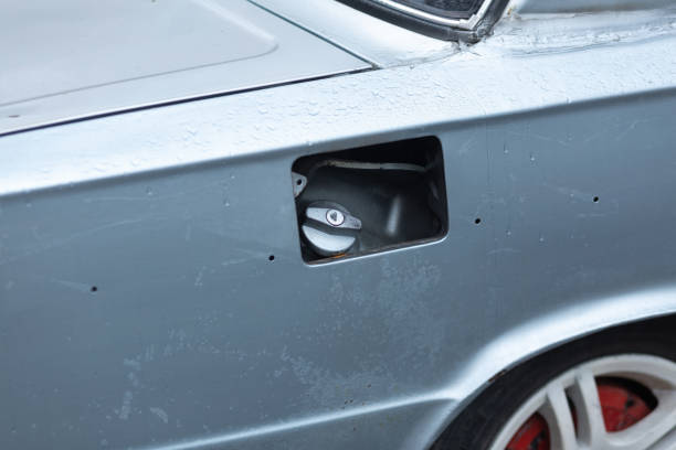 istock Stolen gas cap on an old car. 1434321023