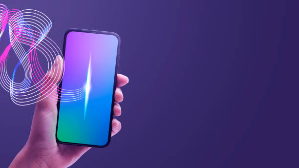 istock Smartphone and neon sound waves 1434321164